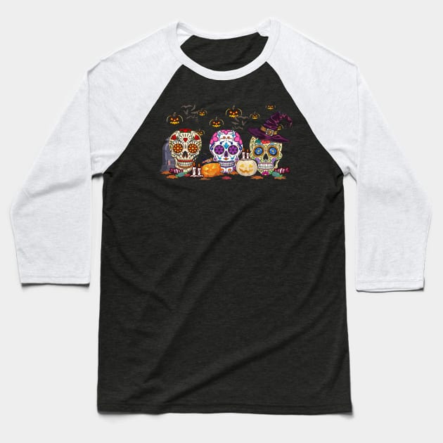 skull Halloween costume Baseball T-Shirt by cobiepacior